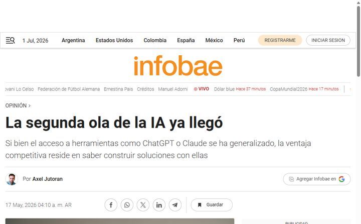 Nota en Infobae: La segunda ola de la IA ya llegó
